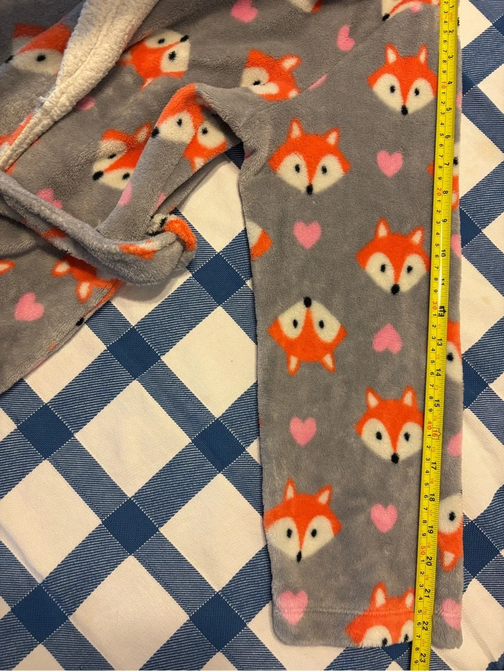 Teens hooded Fox Plush Robe in Gray, Orange & Pink